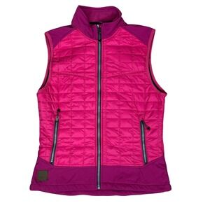 Little Donkey‎ Andy Quilted Puffer Vest Bright Pink Full Zip Pockets Women's S
